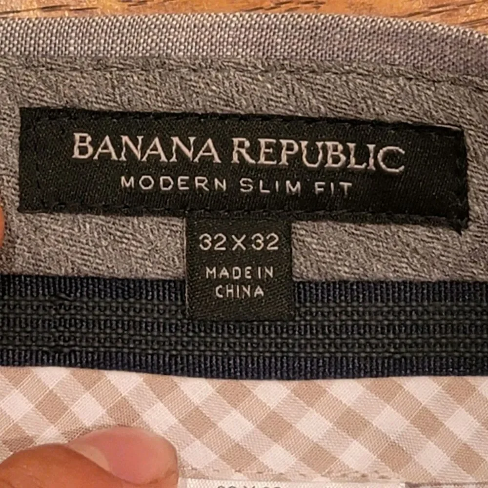 Banana Republic 100% Linen Dress Pants Mens 32x32 Gray Modern Slim Fit